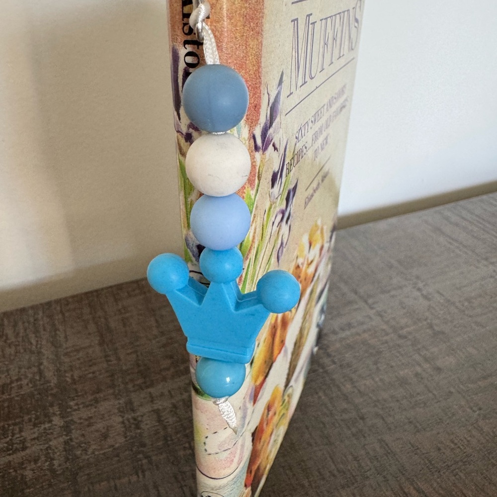 Blue Beaded Bookmark with Crown Charm - NWOT